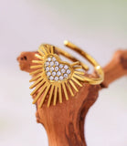 Inlaid Heart Zircon Ring Shiny 18k Gold Adjustable For Women Jewelry - Gemstone Gold