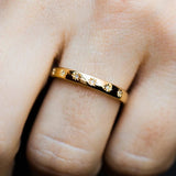 Inlaid Shiny Zircon Gold Ring for Women Daily Accessories Girls Finger Jewelry - Gemstone Gold