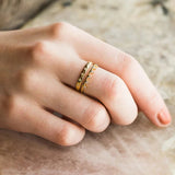 Inlaid Shiny Zircon Gold Ring for Women Daily Accessories Girls Finger Jewelry - Gemstone Gold