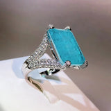 Large Tourmaline Gemstone Ring Wedding Women Promise Engagement Jewelry - Gemstone Gold
