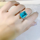Large Tourmaline Gemstone Ring Wedding Women Promise Engagement Jewelry - Gemstone Gold