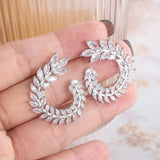 Leaf Rhinestone Earrings Earrings Ladies Jewelry 925 Sterling Silver Women - Gemstone Gold