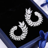 Leaf Rhinestone Earrings Earrings Ladies Jewelry 925 Sterling Silver Women - Gemstone Gold