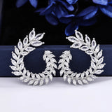 Leaf Rhinestone Earrings Earrings Ladies Jewelry 925 Sterling Silver Women - Gemstone Gold