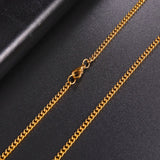 Long Box Chain Necklace 60cm Men Black Gold Women Punk Jewelry - Gemstone Gold