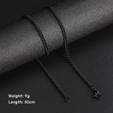 Long Box Chain Necklace 60cm Men Black Gold Women Punk Jewelry - Gemstone Gold
