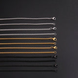 Long Box Chain Necklace 60cm Men Black Gold Women Punk Jewelry - Gemstone Gold