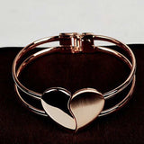 Love Heart Bangle Wristband Bracelet Women Wedding jewelry - Genuine - Gemstone