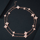 Lucky Flower Necklace for Women Girls Daily Party Wedding Charm Gift - Gemstone Gold