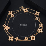 Lucky Flower Necklace for Women Girls Daily Party Wedding Charm Gift - Gemstone Gold