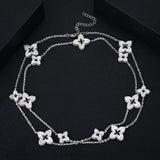 Lucky Flower Necklace for Women Girls Daily Party Wedding Charm Gift - Gemstone Gold