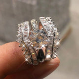 Luxury 3Pcs Zircon Set of Ring for Women Jewelry - Genuine - Gemstone