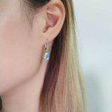 Luxury Aquamarine Drop Earrings 925 Silver Women's Wedding Jewelry - Genuine - Gemstone
