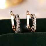 Luxury Black Zircon Stone Hoop Earrings Charm Gold Wedding Jewelry For Women - Gemstone Gold