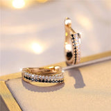 Luxury Black Zircon Stone Hoop Earrings Charm Gold Wedding Jewelry For Women - Gemstone Gold