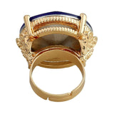 Luxury Blue Sapphire Ring 10K Yellow Gold for Women Jewelry - Genuine - Gemstone