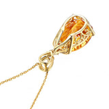 Luxury Citrine Gemstone Pendant Necklace 18K Gold For Women Jewelry - Genuine - Gemstone