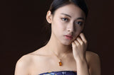 Luxury Citrine Gemstone Pendant Necklace 18K Gold For Women Jewelry - Genuine - Gemstone