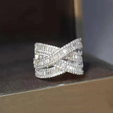 Luxury Cross Finger Rings for Women Silver for Wedding Jewelry - Genuine - Gemstone