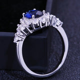 Luxury Dark Blue Ring Finger Engagement Party Jewelry For Bride Women - Gemstone Gold