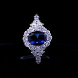 Luxury Dark Blue Ring Finger Engagement Party Jewelry For Bride Women - Gemstone Gold