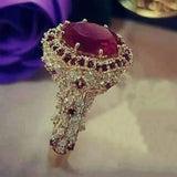 Luxury Gemstone Engagement Ring Set Women Wedding Jewelry - Genuine - Gemstone