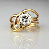 Luxury Gold Wide Ring for Women Party Anniversary Jewelry - Genuine - Gemstone