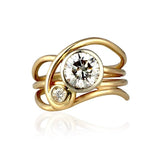 Luxury Gold Wide Ring for Women Party Anniversary Jewelry - Genuine - Gemstone