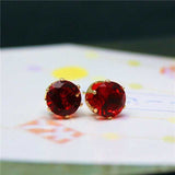Luxury Gold Zircon Stud Earrings For Women Anniverssary Party Jewelry - Genuine - Gemstone