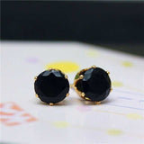 Luxury Gold Zircon Stud Earrings For Women Anniverssary Party Jewelry - Genuine - Gemstone