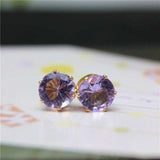 Luxury Gold Zircon Stud Earrings For Women Anniverssary Party Jewelry - Genuine - Gemstone