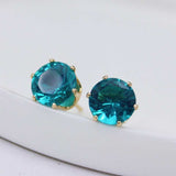 Luxury Gold Zircon Stud Earrings For Women Anniverssary Party Jewelry - Genuine - Gemstone
