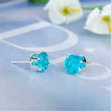 Luxury Gold Zircon Stud Earrings For Women Anniverssary Party Jewelry - Genuine - Gemstone