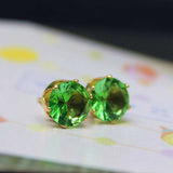 Luxury Gold Zircon Stud Earrings For Women Anniverssary Party Jewelry - Genuine - Gemstone