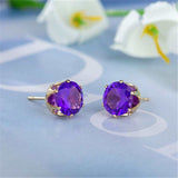 Luxury Gold Zircon Stud Earrings For Women Anniverssary Party Jewelry - Genuine - Gemstone