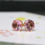 Luxury Gold Zircon Stud Earrings For Women Anniverssary Party Jewelry - Genuine - Gemstone