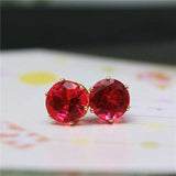 Luxury Gold Zircon Stud Earrings For Women Anniverssary Party Jewelry - Genuine - Gemstone