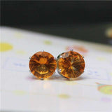 Luxury Gold Zircon Stud Earrings For Women Anniverssary Party Jewelry - Genuine - Gemstone