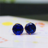 Luxury Gold Zircon Stud Earrings For Women Anniverssary Party Jewelry - Genuine - Gemstone