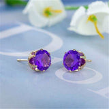 Luxury Gold Zircon Stud Earrings For Women Anniverssary Party Jewelry - Genuine - Gemstone