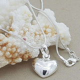 Luxury Heart Pendant Necklace Silver For Women Wedding Jewelry - Genuine - Gemstone