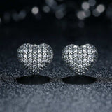 Luxury heart-shaped stud earrings for women made of 925 sterling silver with zircon stones, perfect for anniversaries and weddings.
