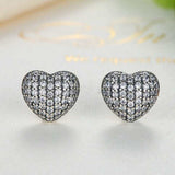 Luxury heart-shaped stud earrings for women with zircon and 925 sterling silver, ideal for anniversary and wedding jewelry