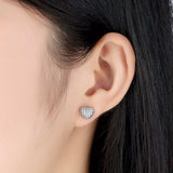 Luxury heart-shaped zircon stud earrings in 925 sterling silver for women, perfect for anniversaries and weddings