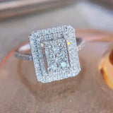 Luxury Inlaid AAA Zircon Ring Wedding Accessories Women's Jewelry - Genuine - Gemstone