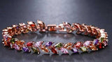 Luxury Leaf Chain Bracelet White AAA Cubic Zircon Woman's Jewelry Wedding Party Gift - Genuine - Gemstone