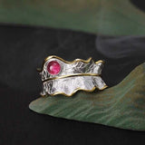 Luxury Leaf Ring 925 Sterling Silver Women's Fine Jewelry - Genuine - Gemstone