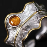 Luxury Leaf Ring 925 Sterling Silver Women's Fine Jewelry - Genuine - Gemstone