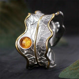 Luxury Leaf Ring 925 Sterling Silver Women's Fine Jewelry - Genuine - Gemstone