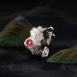 Luxury Leaf Ring 925 Sterling Silver Women's Fine Jewelry - Genuine - Gemstone
